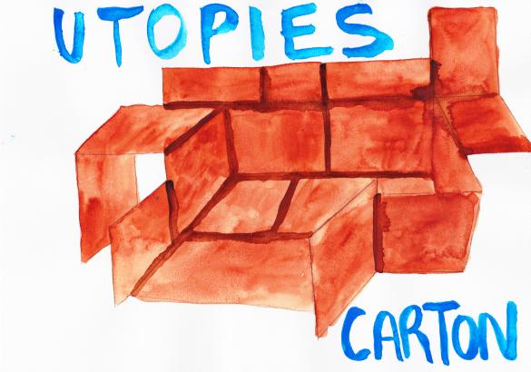 Utopies (carton) : Reconstruire sous forme de maquette des espaces du bâtiment de l’école en carton et en scotch d’emballage. Les enfants utiliseront ses maquettes pour réinventer son architecture et la fonction de l’espace pour imaginer une forme utopique de l’école et son architecture. 