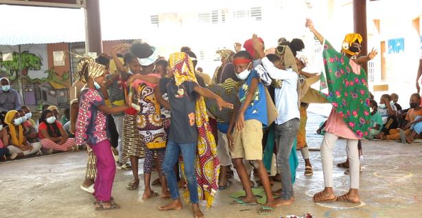 Le jour du spectacle, école Passamainty village, Mayotte, 2021