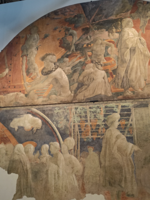 Florence, février 2023. Détail du Déluge et Retrait des eaux, fresque du cloître Vert, vers 1447, Paolo Uccello.