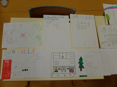 Premiers dessins des élèves pour le journal sur le quartier de Surville à Montereau