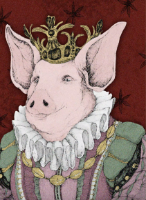 Portrait du protagoniste de mon conte "La Peau de Cochon". Stylo noir et retouche numérique.